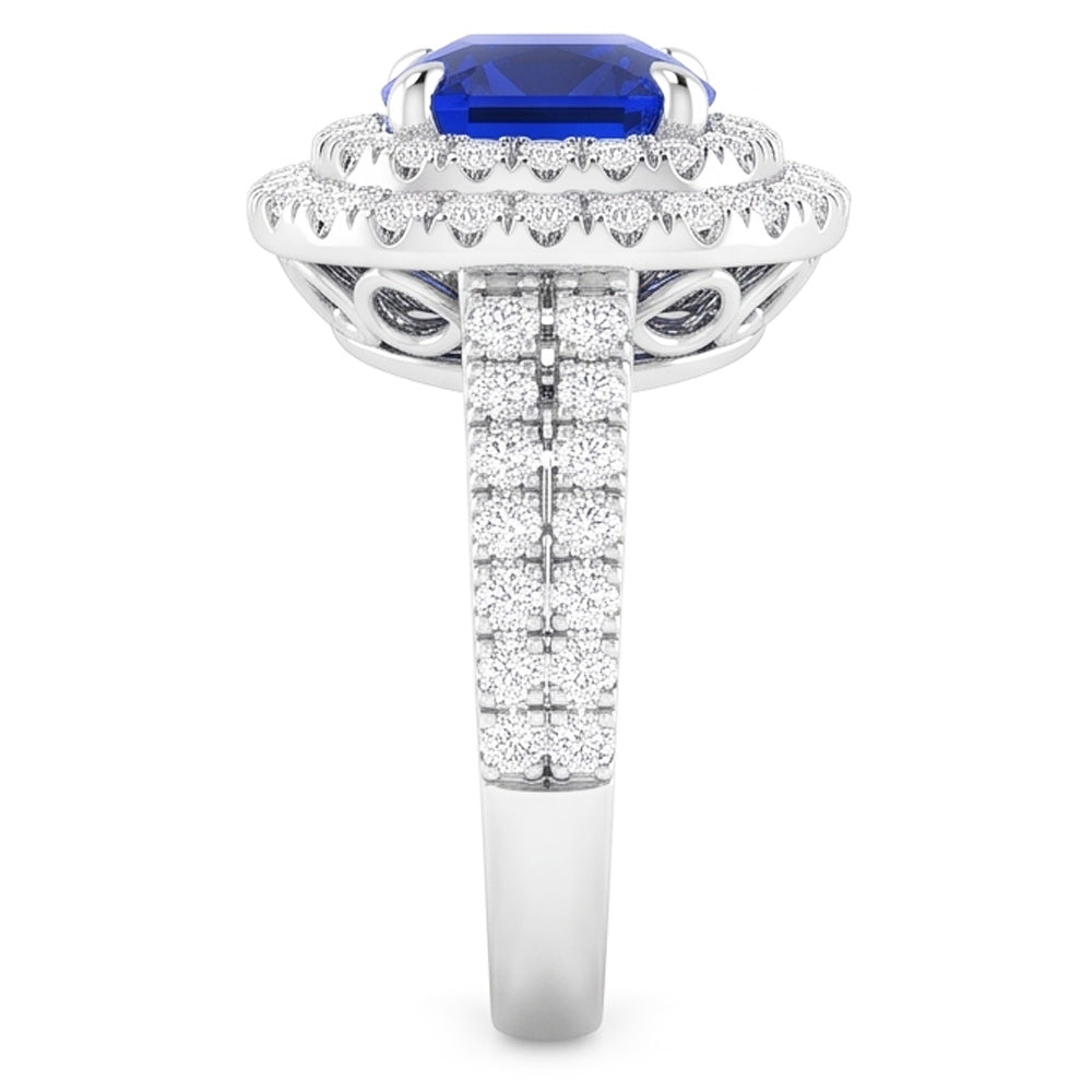 Natural Sapphire Ring 4.50ct - White Gold 14K
