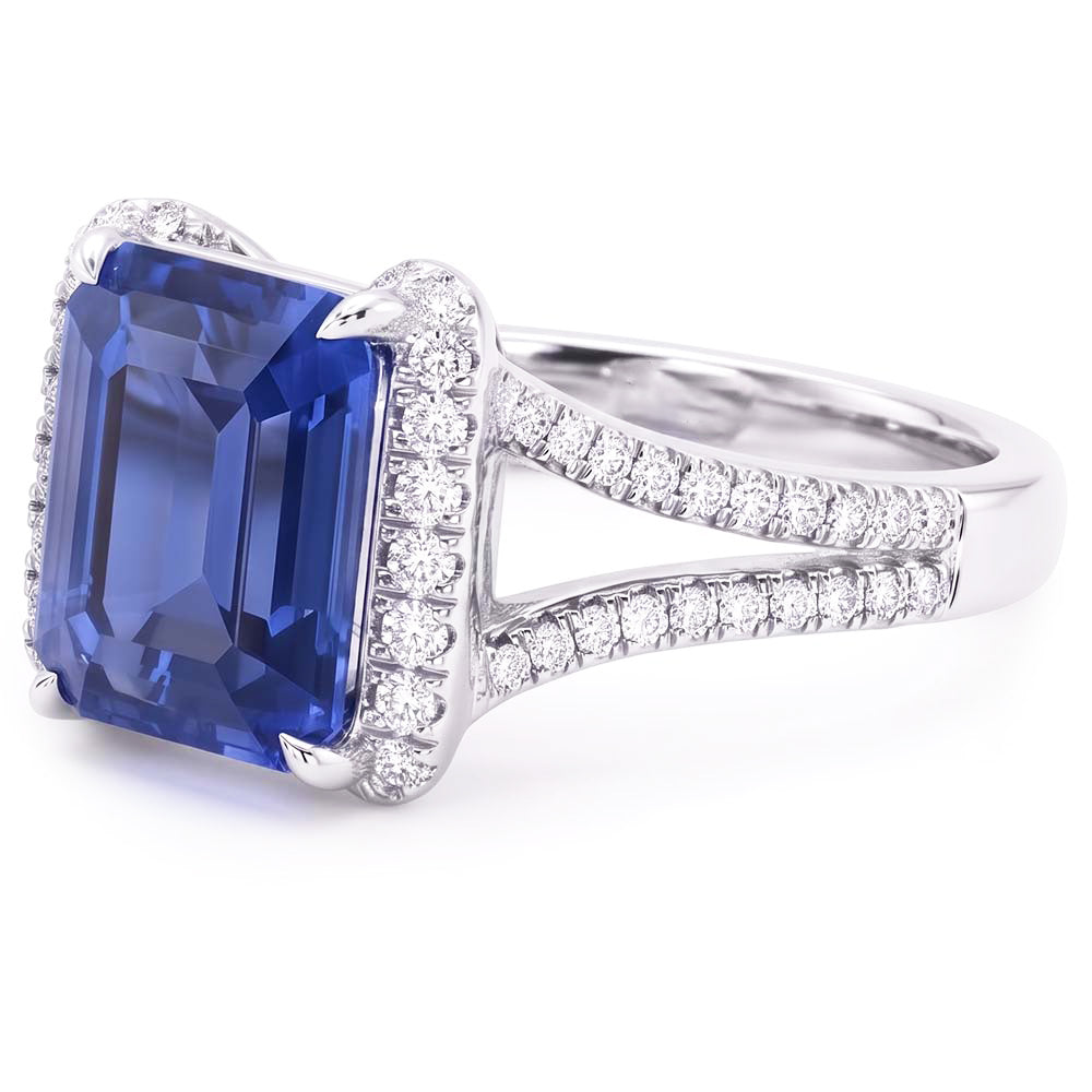 Natural Sapphire Ring 4.50ct - White Gold 14K