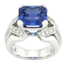 Natural Sapphire Ring 4.50ct - White Gold 14K
