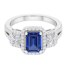 Natural Sapphire Ring 4.50ct - White Gold 14K