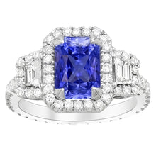 Natural Sapphire Ring 4.50ct - White Gold 14K