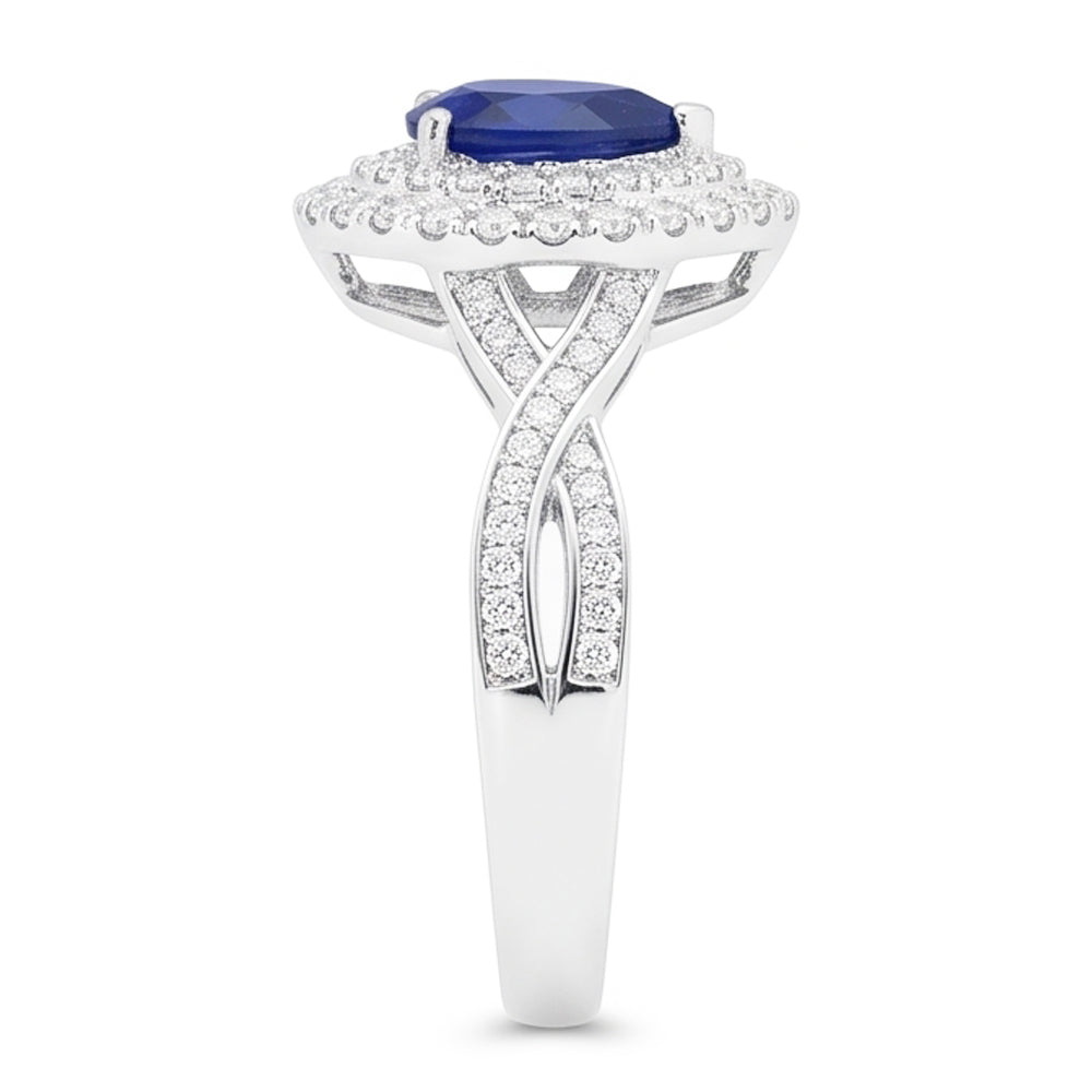 Natural Sapphire Ring 4.50ct - White Gold 14K