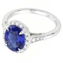 Natural Sapphire Ring 4.50ct - White Gold 14K