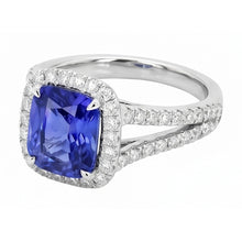 Natural Sapphire Ring 4.50ct - White Gold 14K