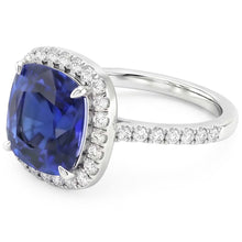 Natural Sapphire Ring 4.50ct - White Gold 14K