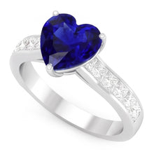 Natural Sapphire Ring 4.50ct - White Gold 14K