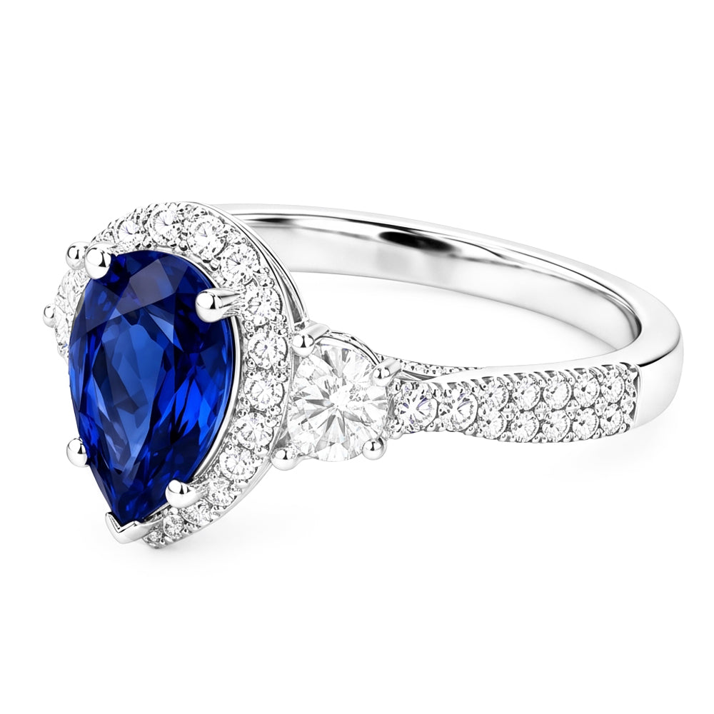 Natural Sapphire Ring 4.50ct - White Gold 14K