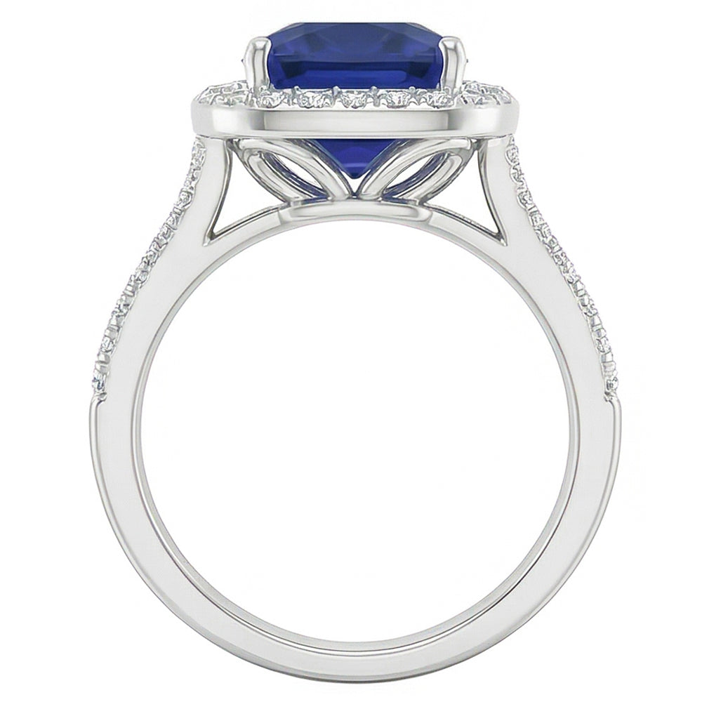 Natural Sapphire Ring 4.50ct - White Gold 14K