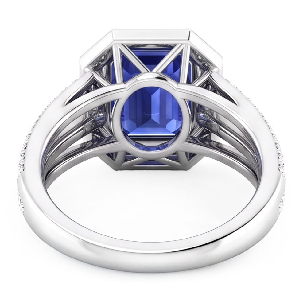 Natural Sapphire Ring 4.50ct - White Gold 14K
