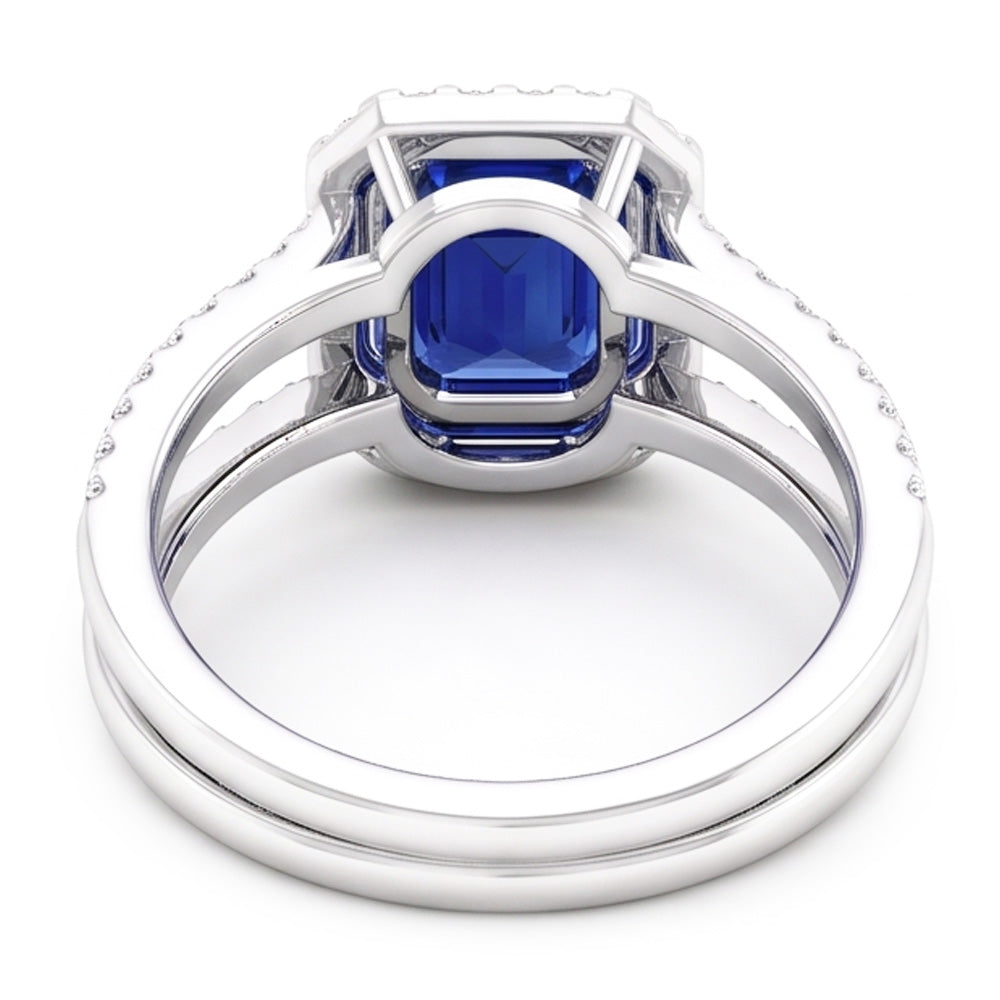 Natural Sapphire Ring 4.50ct - White Gold 14K