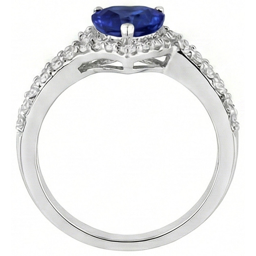 Natural Sapphire Ring 4.50ct - White Gold 14K