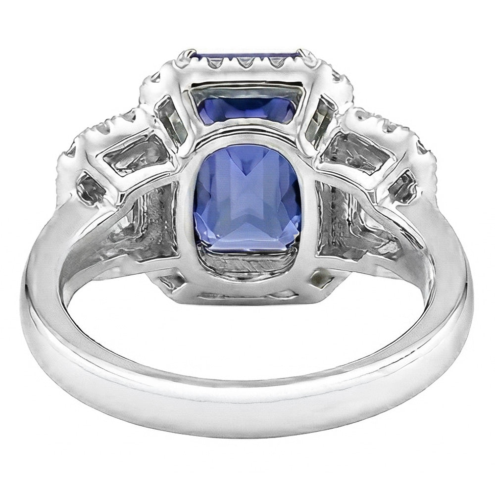 Natural Sapphire Ring 4.50ct - White Gold 14K