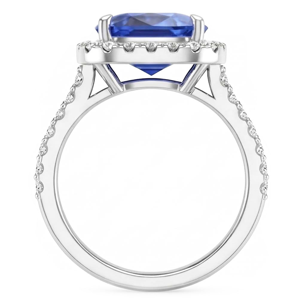 Natural Sapphire Ring 4.50ct - White Gold 14K
