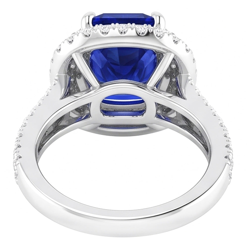 Natural Sapphire Ring 4.50ct - White Gold 14K