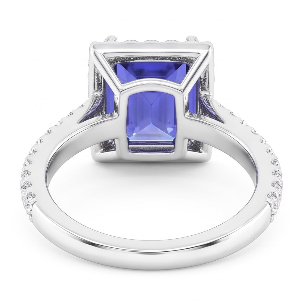 Natural Sapphire Ring 4.50ct - White Gold 14K