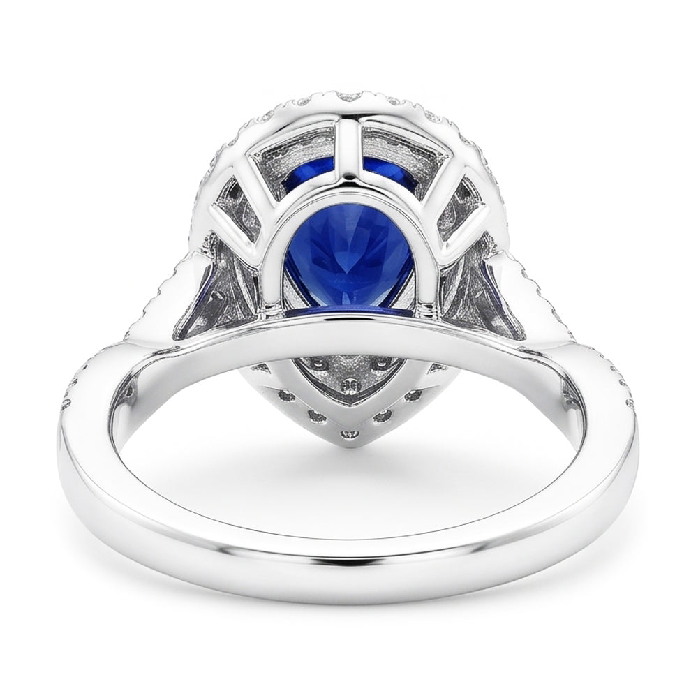 Natural Sapphire Ring 4.50ct - White Gold 14K