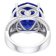 Natural Sapphire Ring 4.50ct - White Gold 14K
