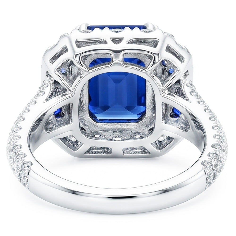 Natural Sapphire Ring 4.50ct - White Gold 14K