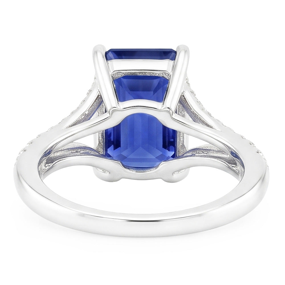 Natural Sapphire Ring 4.50ct - White Gold 14K