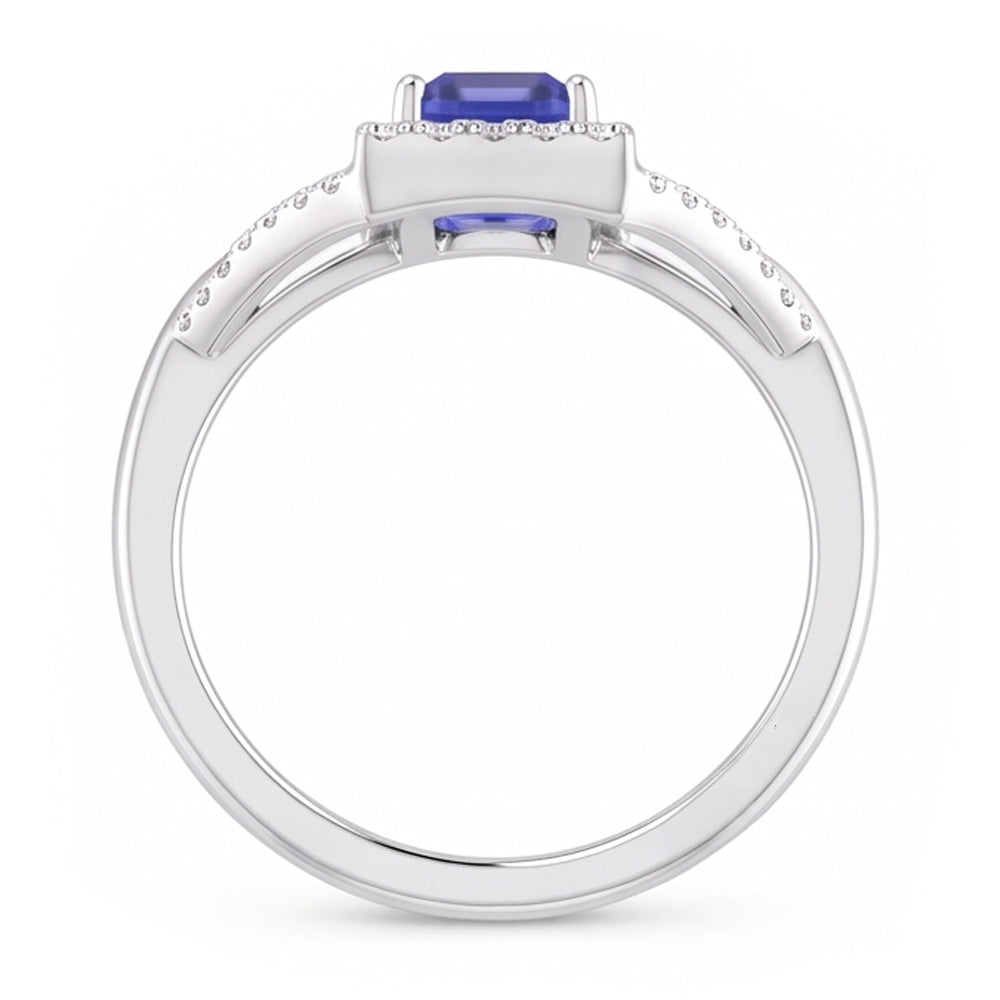 Natural Sapphire Ring 4.50ct - White Gold 14K