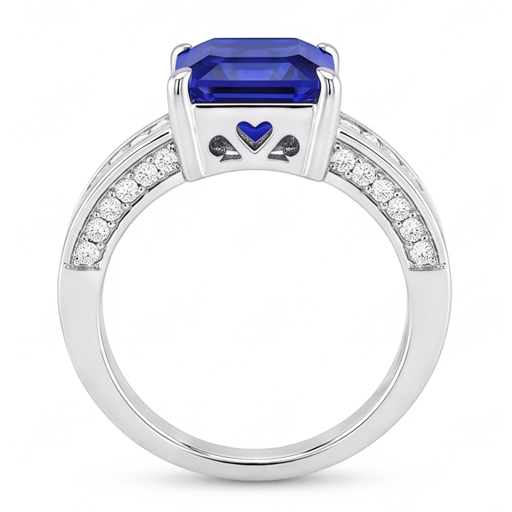Natural Sapphire Ring 4.50ct - White Gold 14K