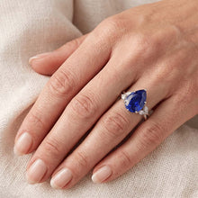Natural Sapphire Ring 4.50ct - White Gold 14K