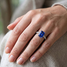 Natural Sapphire Ring 4.50ct - White Gold 14K