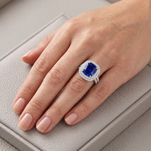 Natural Sapphire Ring 4.50ct - White Gold 14K