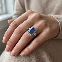 Natural Sapphire Ring 4.50ct - White Gold 14K