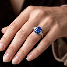 Natural Sapphire Ring 4.50ct - White Gold 14K
