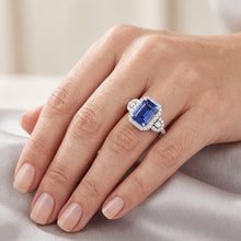 Natural Sapphire Ring 4.50ct - White Gold 14K