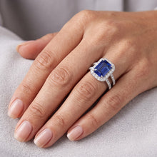 Natural Sapphire Ring 4.50ct - White Gold 14K