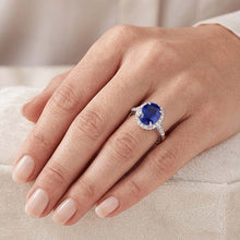Natural Sapphire Ring 4.50ct - White Gold 14K