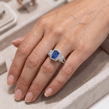 Natural Sapphire Ring 4.50ct - White Gold 14K