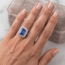 Natural Sapphire Ring 4.50ct - White Gold 14K