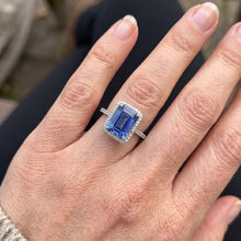 Natural Sapphire Ring 4.50ct - White Gold 14K