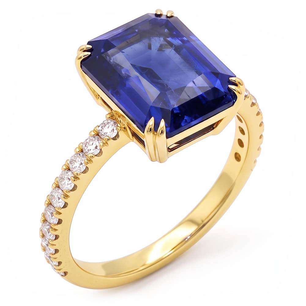 Natural Sapphire Ring 4.50ct - Yellow Gold 14K