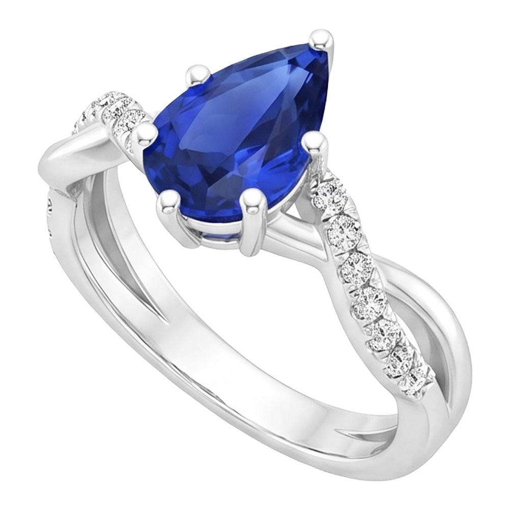 Natural Sapphire Ring 4.75ct - White Gold 14K