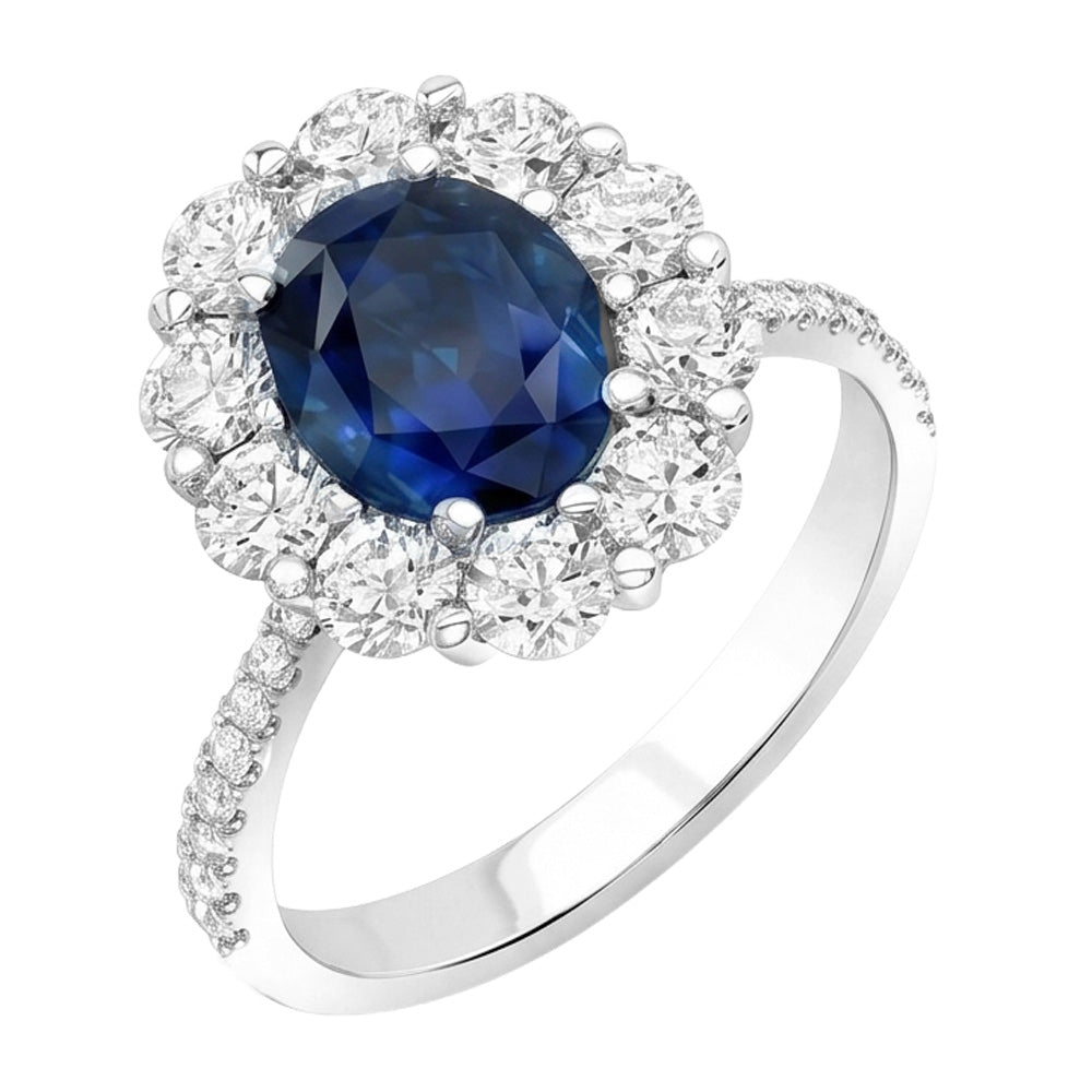 Natural Sapphire Ring 4.75ct - White Gold 14K