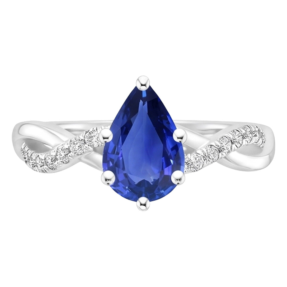 Natural Sapphire Ring 4.75ct - White Gold 14K