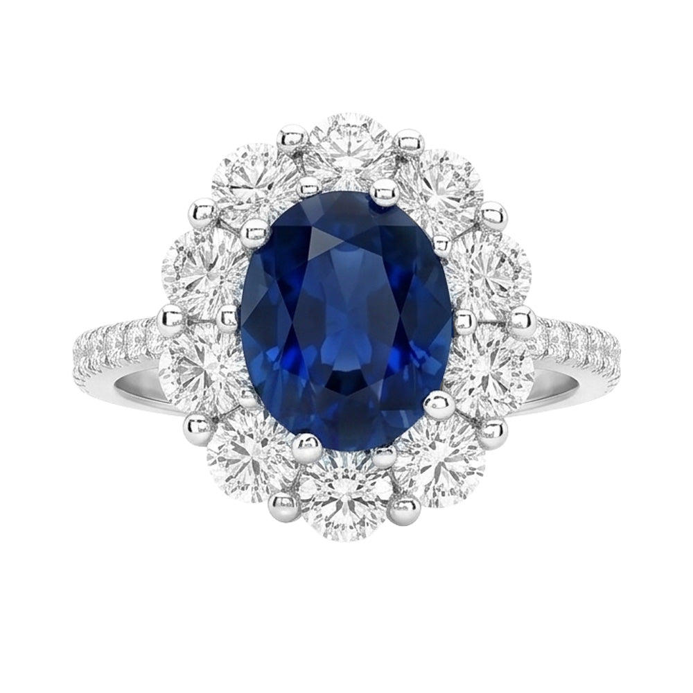 Natural Sapphire Ring 4.75ct - White Gold 14K