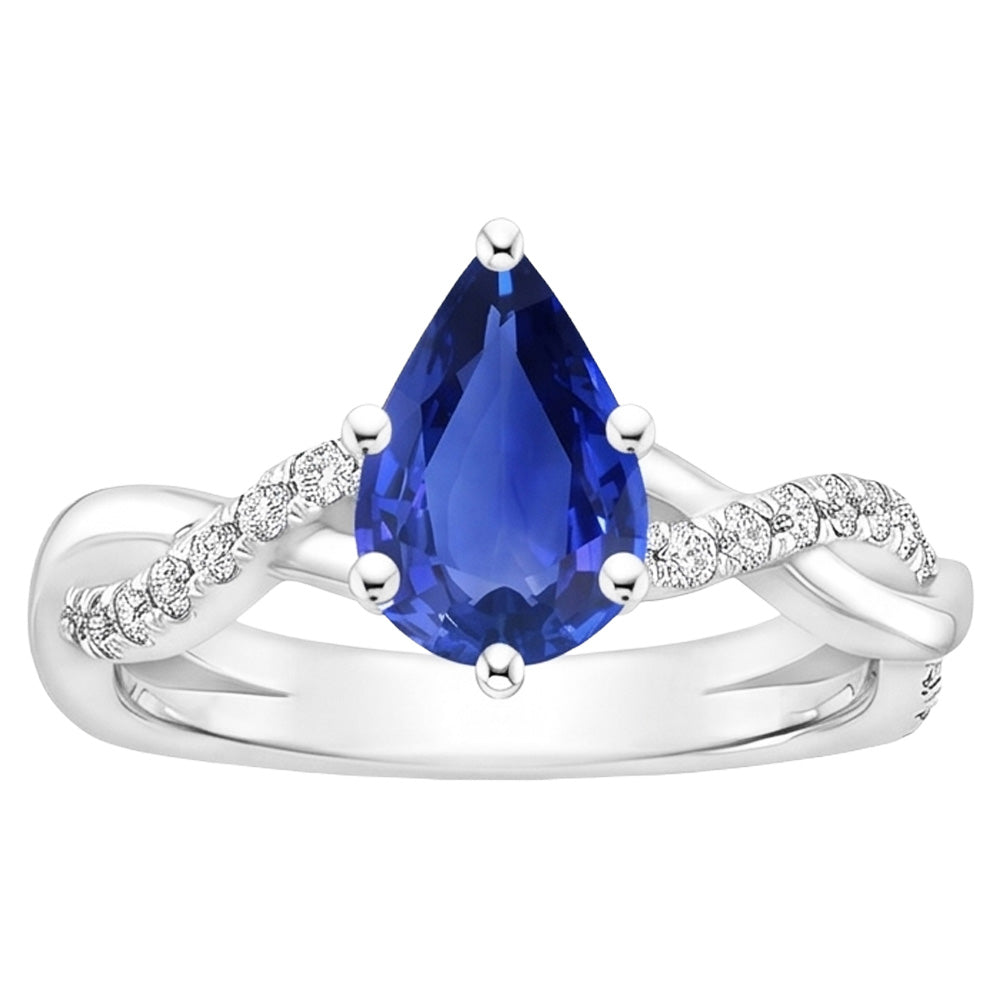 Natural Sapphire Ring 4.75ct - White Gold 14K