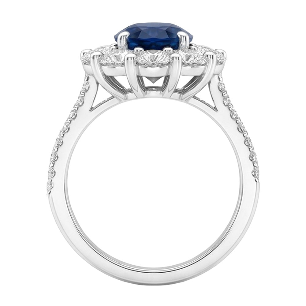 Natural Sapphire Ring 4.75ct - White Gold 14K