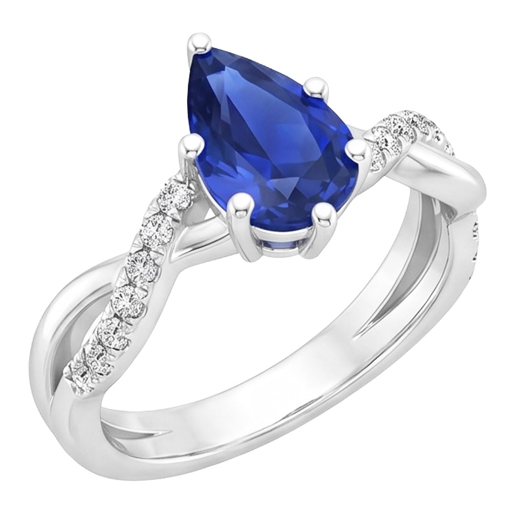 Natural Sapphire Ring 4.75ct - White Gold 14K