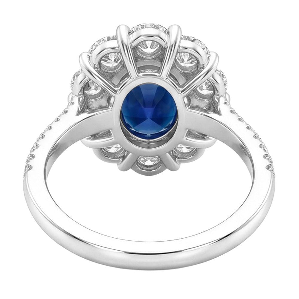 Natural Sapphire Ring 4.75ct - White Gold 14K