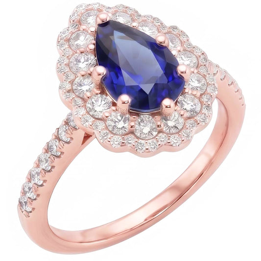 Natural Sapphire Ring 4ct - Rose Gold 14K
