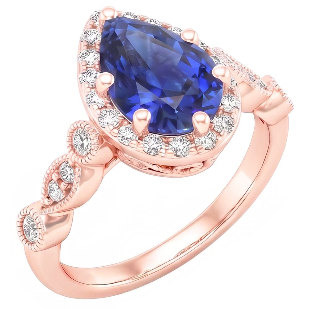 Natural Sapphire Ring 4ct - Rose Gold 14K