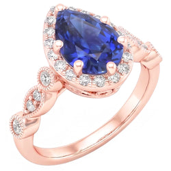 Natural Sapphire Ring 4ct - Rose Gold 14K
