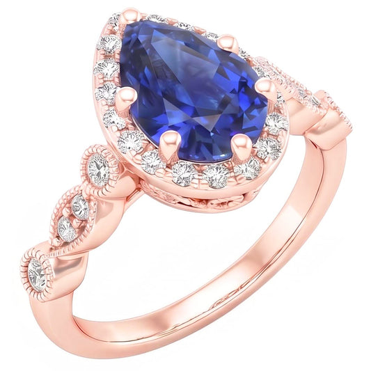 Natural Sapphire Ring 4ct - Rose Gold 14K