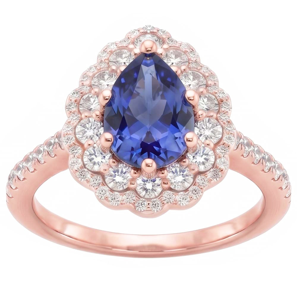 Natural Sapphire Ring 4ct - Rose Gold 14K